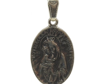 Sterling Silver Virgin Mary Pendant Stamped 925 Nickel Free