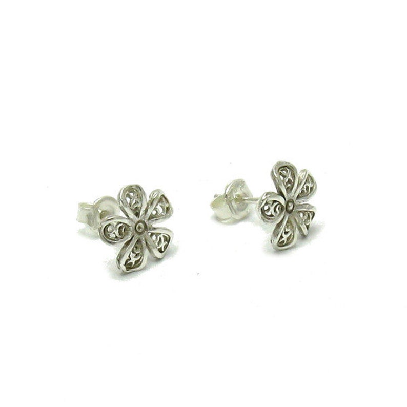 E000502 Sterling silver earrings Flowers 925 image 2