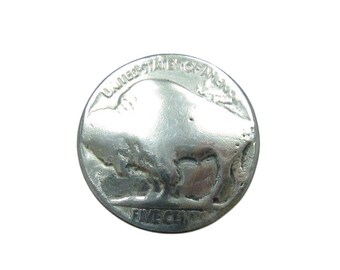 Vorder  Und Rückseite Eines 1936 Indische Kopf Büffel Fünf Cent Nickel Münze Isoliert Auf Weiss