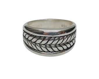 Bague épaisse en argent sterling unisexe véritable massif, poinçonné 925