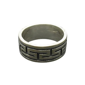 Sterling Silver Ring Greek Motif Band Hallmarked 925 Nickel Free