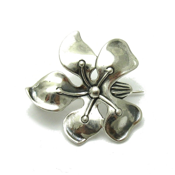 A000069 Sterling Silver Brooch 925 flower