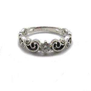R001828 Sterling silver ring solid 925 with 3.5mm CZ