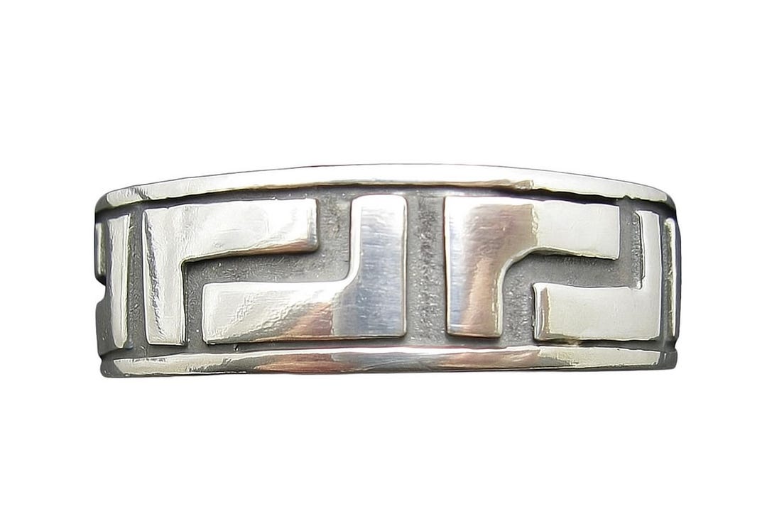 Handmade Solid 925 Sterling Silver Meander Band Ring - Nickel Free, Hallmarked - Any Size