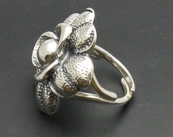 R000897 STYLISH STERLING SILVER RING SOLID 925 FLOWER