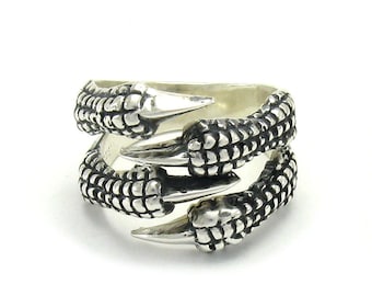 R000066 Sterling Silver  Ring 925 Dragon Claws