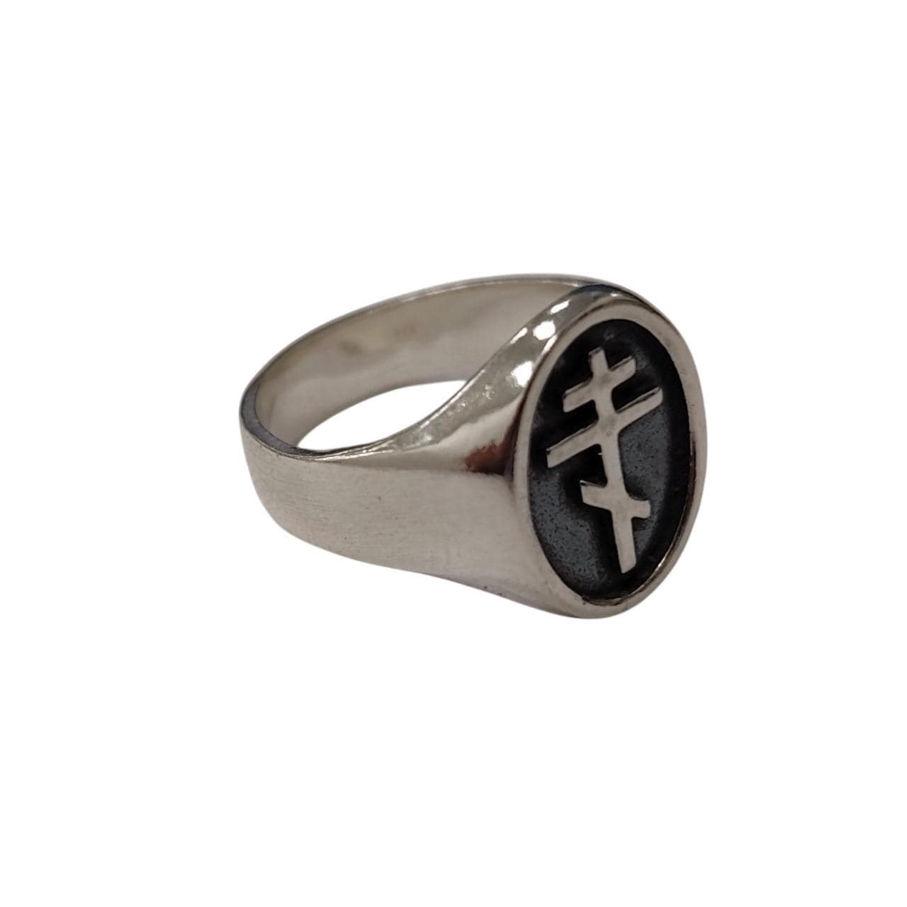 Sterling Silver Men Oval Ring Orthodox Cross Solid Hallmarked 925