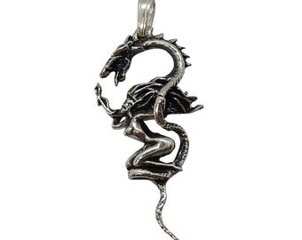 Sterling Silver Dragon And Fairy Pendant Nickel Free Hallmarked 925