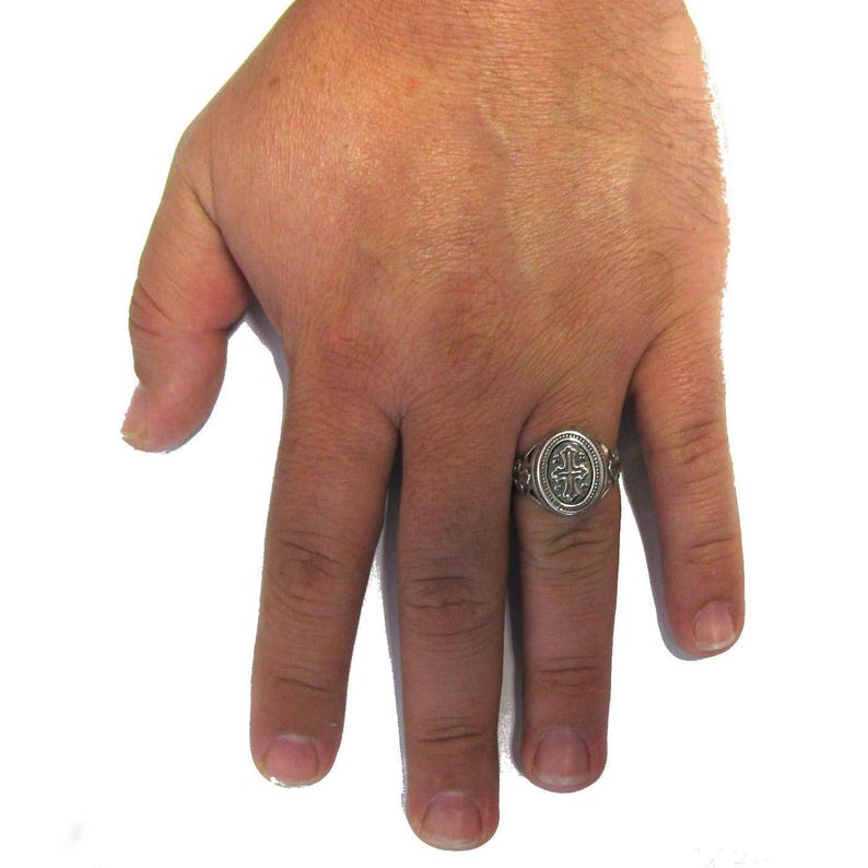 Religiös ring i sterlingsilver, ortodoxt kors, stämplat 925, nickelfri bild 4