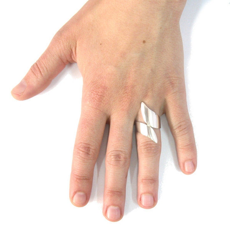 R001418 Long Sterling Silver Ring Solid 925 image 3