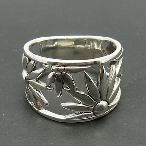 R000671 STERLING SILVER Ring Solid 925 band flower