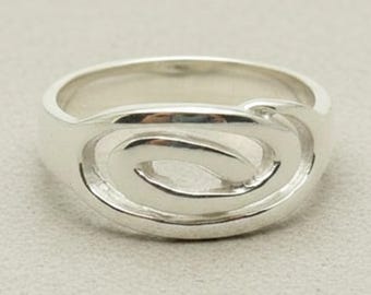 Anillo espiral de plata de ley con sello 925, libre de níquel.