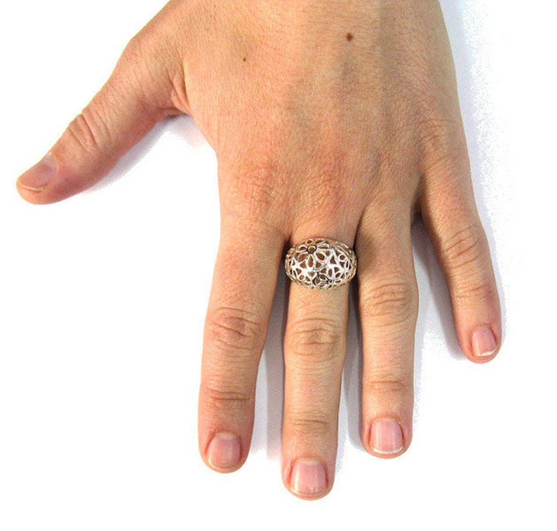 R001359 Bague Argent Massif 925 Fleur image 4