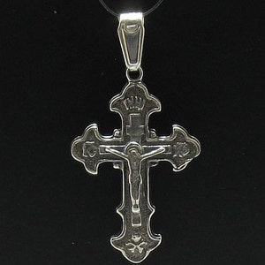 PE000226 Sterling silver pendant cross orthodox solid 925
