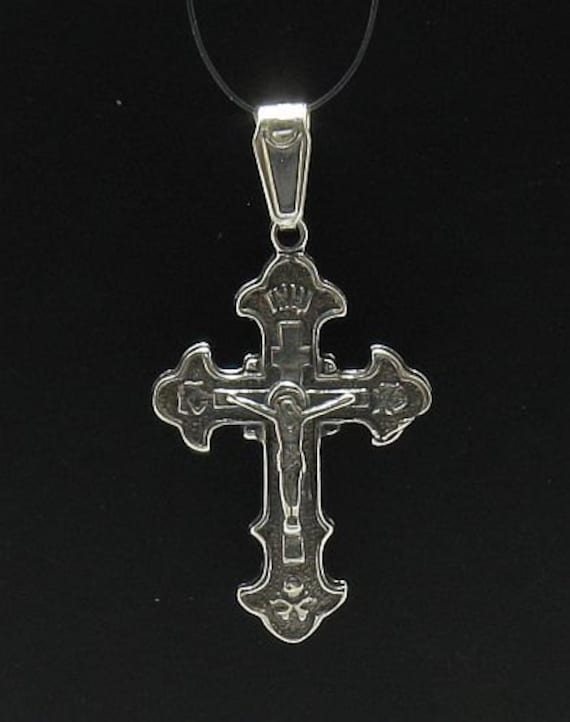 Collier Pendentif Croix Orthodoxe Vintage – Argent Sterling 925 – 6,88g – Fabriqué Ukraine