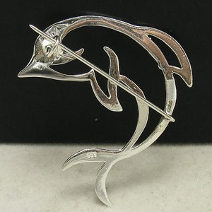 A000015 STERLING SILVER Brooch Solid 925 Dolphin 画像 2