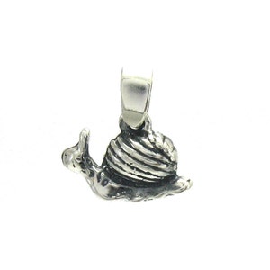 PE000909 Sterling Silver Pendant Charm Solid 925 Snail
