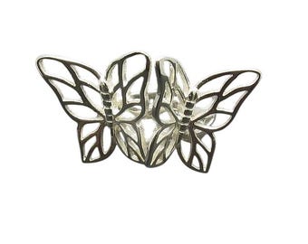 Anillo de plata de ley con mariposas y sello 925 sin níquel