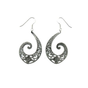 Long Danling Sterling Silver Floral Earrings Solid Hallmarked 925 Nickel Free