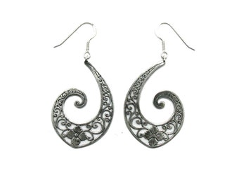 Long Danling Sterling Silver Floral Earrings Solid Hallmarked 925 Nickel Free