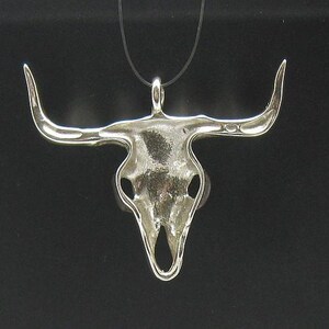 Sterling Silver Pendant Bull Skull Solid Stamped 925 Nickel Free image 3
