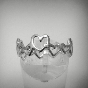 R001254 STERLING SILVER Ring Solid 925 Heart band