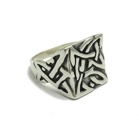 Anello Da Uomo In Argento Sterling Nodo Celtico Massiccio Con Marchio Di Garanzia 925 - Foto 9
