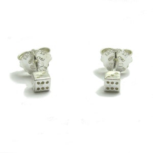 Small Sterling Silver Earrings Dice Hallmarked 925 Nickel Free