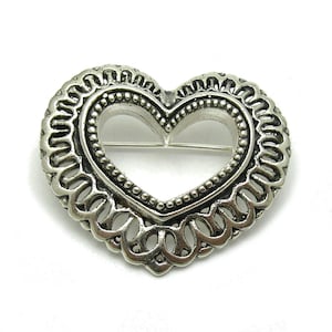 A000048 STERLING SILVER Brooch Solid 925 Heart