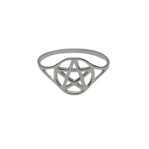 Lichte sterlingzilveren pentagramring gotische Wicca heidense sieraden gemerkt 925