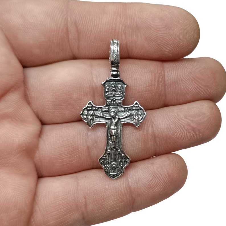 Sterling silver pendant 925 Orthodox Cross Solid Genuine Hallmarked 925 image 3