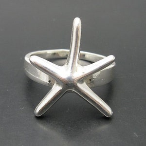 R000624 Stylish STERLING SILVER Ring Sea star 925