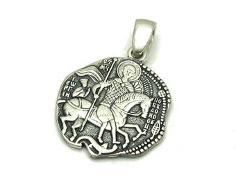 PE001114 Sterling silver pendant solid  925 Saint George Empress