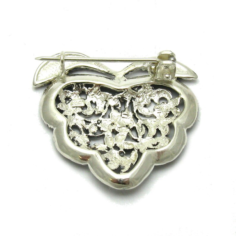 A000049 Sterling Silver Brooch925 Heart and flower imagem 2