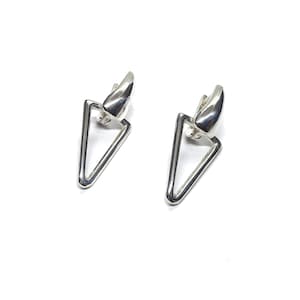 Stylish Sterling Silver Dangling Earrings Triangles Genuine Solid Hallmarked 925