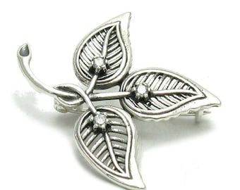 A000034 STERLING SILVER Brooch Solid 925CZ Flower