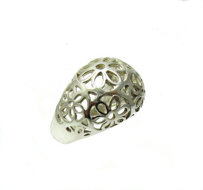 R001359 Bague Argent Massif 925 Fleur image 2