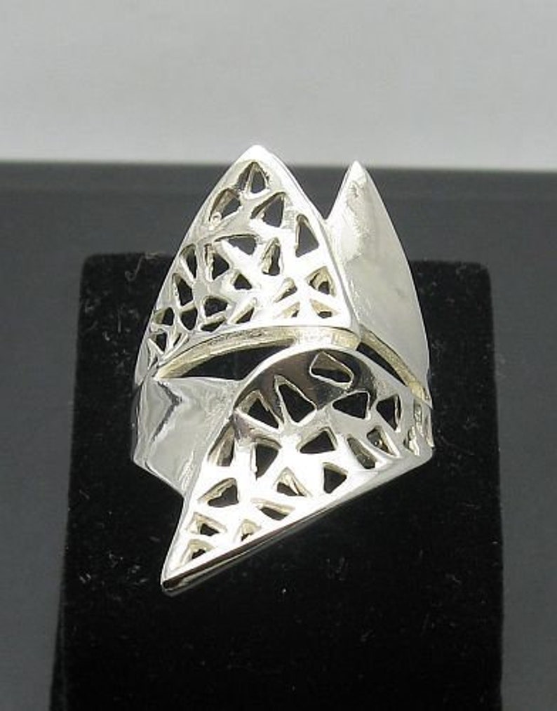 R000914 Bague Argent Massif 925 Triangles image 1