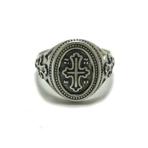 Religiös ring i sterlingsilver, ortodoxt kors, stämplat 925, nickelfri bild 1