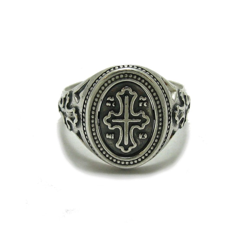 Religiös ring i sterlingsilver, ortodoxt kors, stämplat 925, nickelfri bild 1