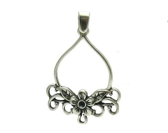 Sterling Silver Floral Pendant Solid Genuine Hallmarked 925 Nickel Free