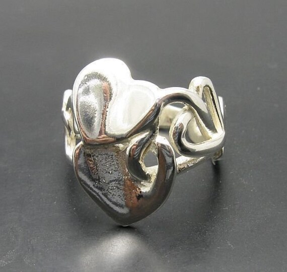 Sterling Silver Ring Heart Solid Statement Genuine