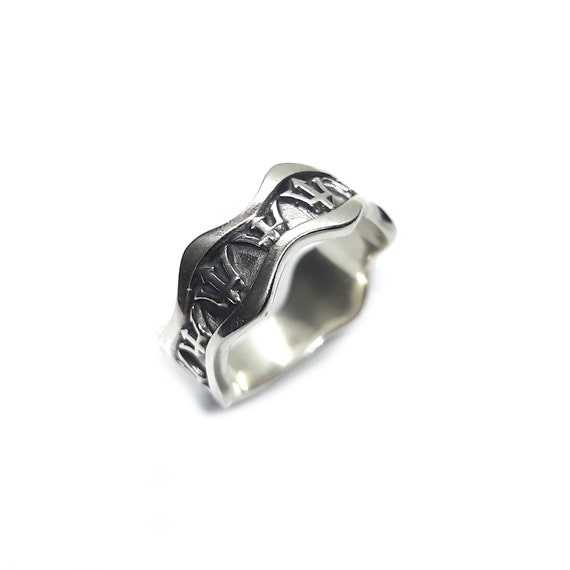 Anillo De Plata Esterlina 925 Con Símbolo De Poseidón Tridente - Hecho A Mano En Bulgaria, Liso, Sellado, Sin Piedras
