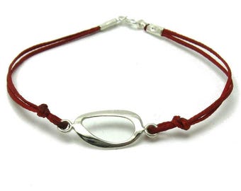 Pulseira de prata esterlina com cordão vermelho, genuína, estampada, sem níquel 925