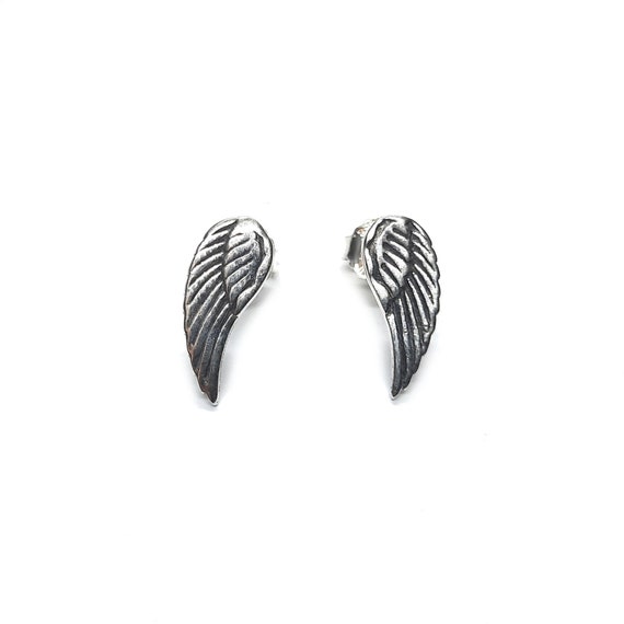 Orecchini a perno a forma di ali dangelo, in argento Sterling S295, con