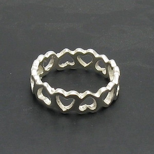 R000128 Sterling Silver  Ring Band 925 Heart