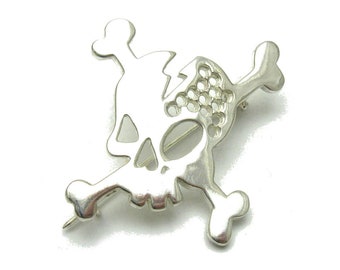 A000121 Sterling Silver Brooch 925 skull