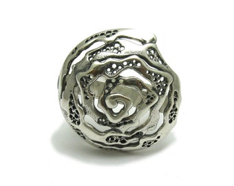 Anillo espiral grande de plata de ley con sello 925 sin níquel