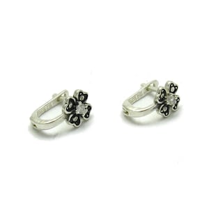 SterlingSilver Earrings Flower CZ stamped 925 nickel free