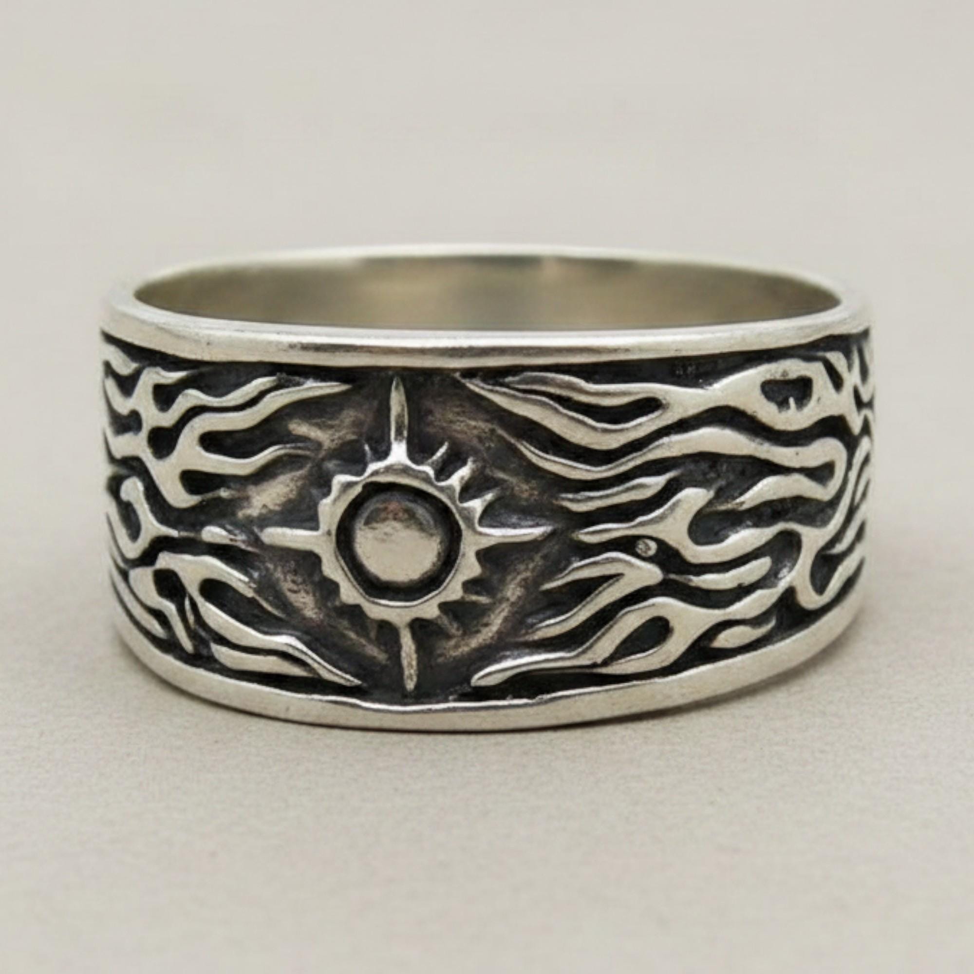 Sterling Silver Sun Ring 13mm Wide Band Stamped 925 Nickel Free - Etsy